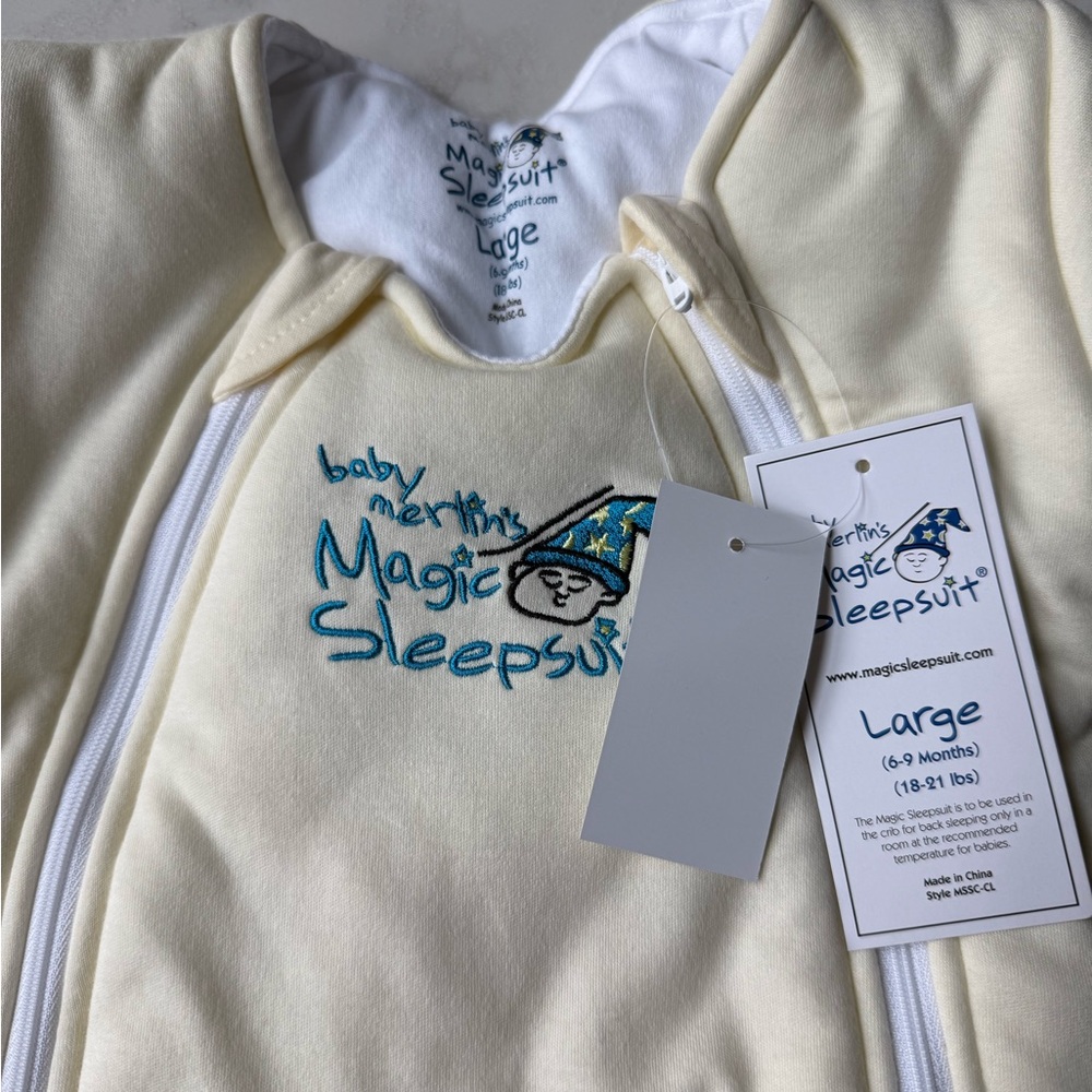 Cream Sleep Sack Pajamas with Embroidered Design